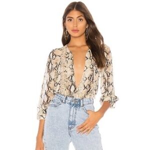 Alexa Front Tie Bodysuit in Snake Print